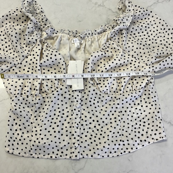 Society & Stitch Square Neck Polka Dot Blouse Size Large NWT - Picture 6 of 7